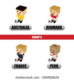 group team russia soccer tournament 2018 vector art