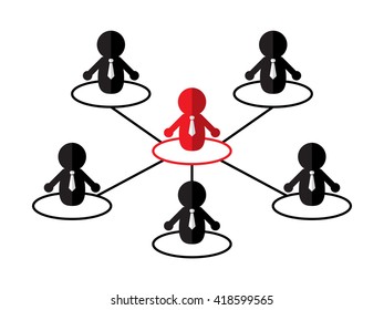 group teamwork businessman interaction connect leader icon symbol on white background