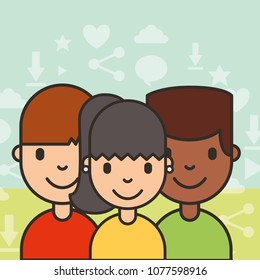group teenagers people social media background