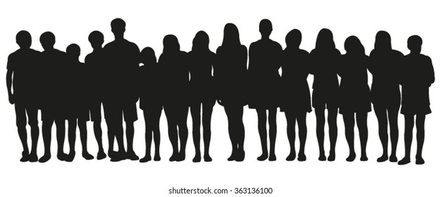 Group of teenagers silhouettes