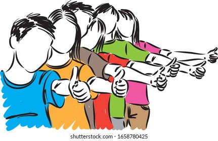grupo de adolescentes con imágenes vectoriales de creación de imágenes en miniatura