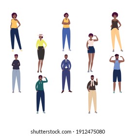 group of ten persons afro characters vector illustration design