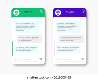 Group text messaging app isolated on white background. Online chat windows for website and mobile application set. Social communication chatting. Vector 10 eps