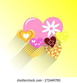 group of textured hearts and shadows
