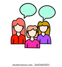 Group therapy icon depicting people in discussion representing teamwork and support in a modern design