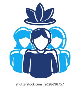 Group Therapy icon represented by group, lotus Dualtone style.