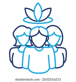 Group Therapy icon represented by group, lotus Dual Line style.