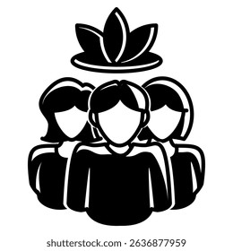 Group Therapy icon represented by group, lotus Black Filled style.