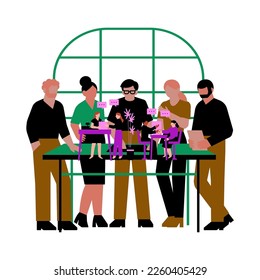 group therapy session people talking together  vector illustrati