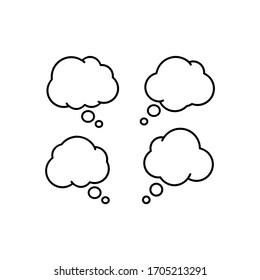 Group of Think Speech Bubble Line Vector on White Background. Speech box for text, chat and discussion. Talk Bubble