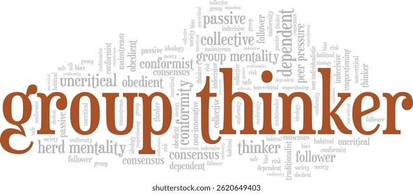 Group Thinker word cloud conceptual design isolated on white background.