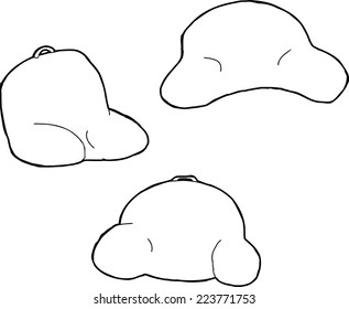 Group of three back rest pillows at various angles