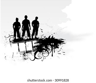 group of three boy in grunge background