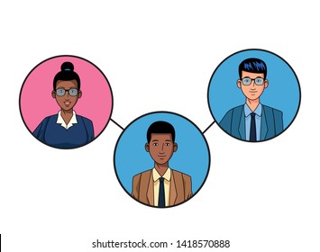 group of three business people man smiling
