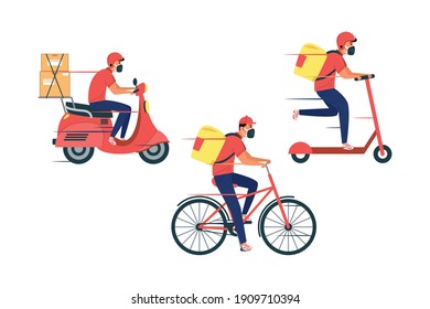 group of three delivery workers team characters vector illustration design