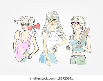 group of three girls