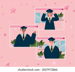 group of three graduate persons