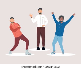 group of three male friends characters