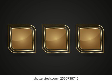 Group of three modern premium gold buttons design in Luxury and three gold button with premium stoked vector web buttons design