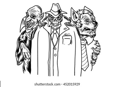 Group of three monster
