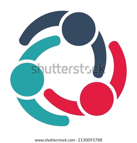 Group of three people in a circle.Teamwork meeting in the room.Powerful combined forces.