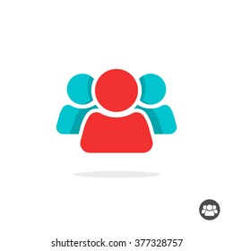 Group Of Three People Logo Sign, Share Icon Symbol, Button, Abstract Family, Team Lead, Leader, Friends Concept, Teamwork, Union, Cooperation, Support Modern Social Flat Colorful Icon Design Isolated