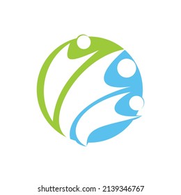 Logo del grupo de tres personas. Símbolos de redes sociales para empresas. Familia, equipo, logotipo comunitario.