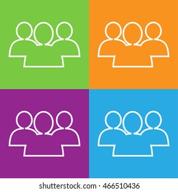 Group of three people. Share symbol. Group of people flat icon isoalted on white background. Outline vector illustration.