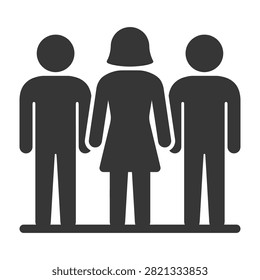A group of three people standing side by side, diverse group of friends or colleagues