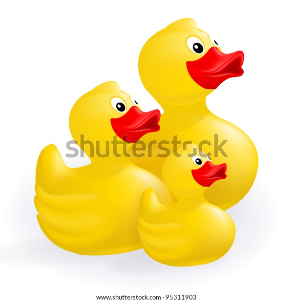 Group Three Yellow Rubber Ducks Vector Stock Vector Royalty Free 95311903 Shutterstock