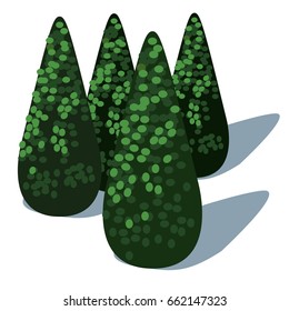 Group or tile of iconic fur or coniferous trees with drop shadows.