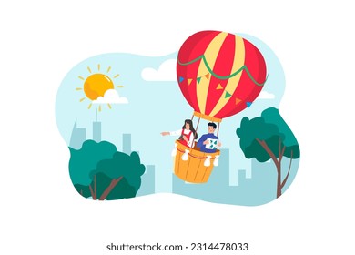 A group of tourists embarks on a sunrise hot air balloon ride for a memorable experience.