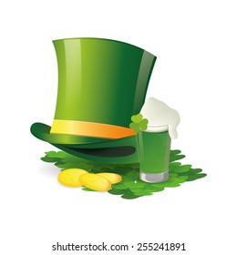 a group of traditional elements for patrick's day on a white background