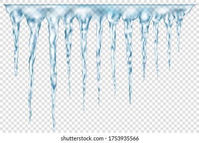 Group Translucent Light Blue Realistic Icicles Stock Vector (Royalty ...