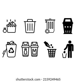 a group of trash icons .