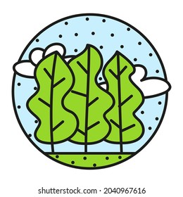 Grupo de árboles en un vector de pegatinas de camping