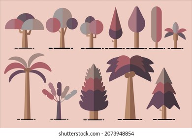 un grupo de árboles en paleta de colores de verano