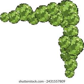 Group of trees for architectural floor plans. Entourage design. Various trees, bushes, and shrubs, top view for the landscape design plan. Vector illustration.