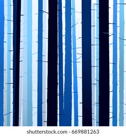 Group of trees blue dark light background. Vector Illustration