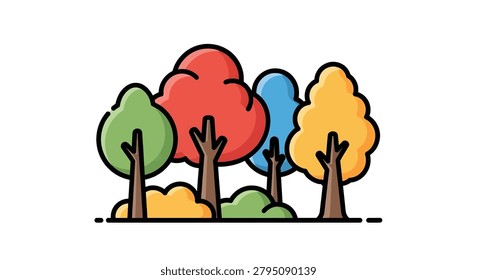 Group of trees in different colors