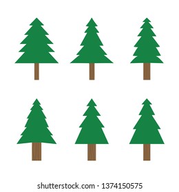 Group of trees in flat design style isolated on white background, vector illustration Eps 10.
