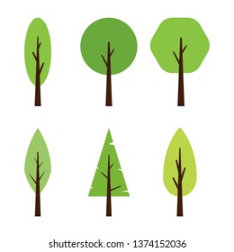Group of trees in flat design style isolated on white background, vector illustration Eps 10.