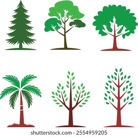 A group of trees with green leaves