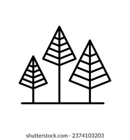 El icono del grupo de árboles. Estilo de contorno simple. Biodiversidad, sustentable, armonía, medio ambiente, naturaleza, floral, concepto forestal. Símbolo de línea delgada. Ilustración vectorial aislada.