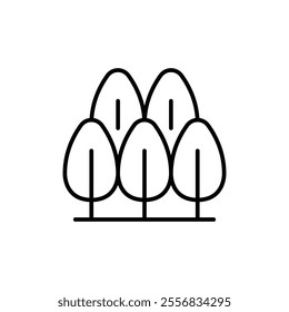 Group of trees icon. Simple outline style. Nature tree, garden, wood, leaf, green plant, growth, forest, environment concept. Thin line symbol. Vector illustration isolated.