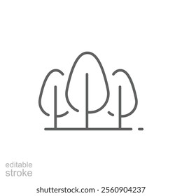 Group of trees icon. Simple outline style. Nature tree, garden, wood, leaf, green plant, growth, forest, environment concept. Thin line symbol. Vector illustration isolated. Editable stroke.