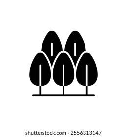 Group of trees icon. Simple solid style. Nature tree, garden, wood, leaf, green plant, growth, forest, environment concept. Black silhouette, glyph symbol. Vector illustration isolated.