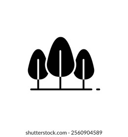 Group of trees icon. Simple solid style. Nature tree, garden, wood, leaf, green plant, growth, forest, environment concept. Black silhouette, glyph symbol. Vector illustration isolated.