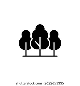 Group of trees icon. Simple solid style. Nature tree, garden, wood, leaf, green plant, growth, forest, environment concept. Black silhouette, glyph symbol. Vector illustration isolated.