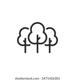 Group of trees, linear style icon. small forest or grove. Editable stroke width.